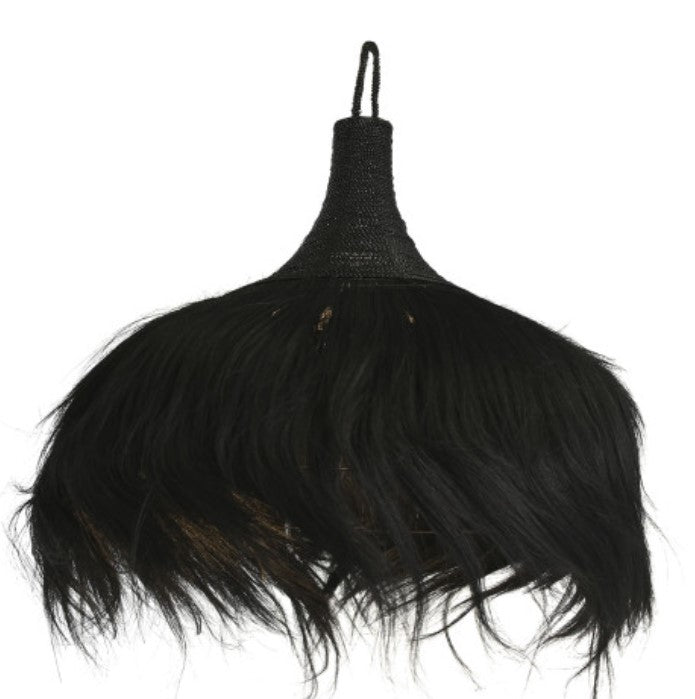 Lampadario Tondo Cm.100x77h Fibra Naturale Nero La217881