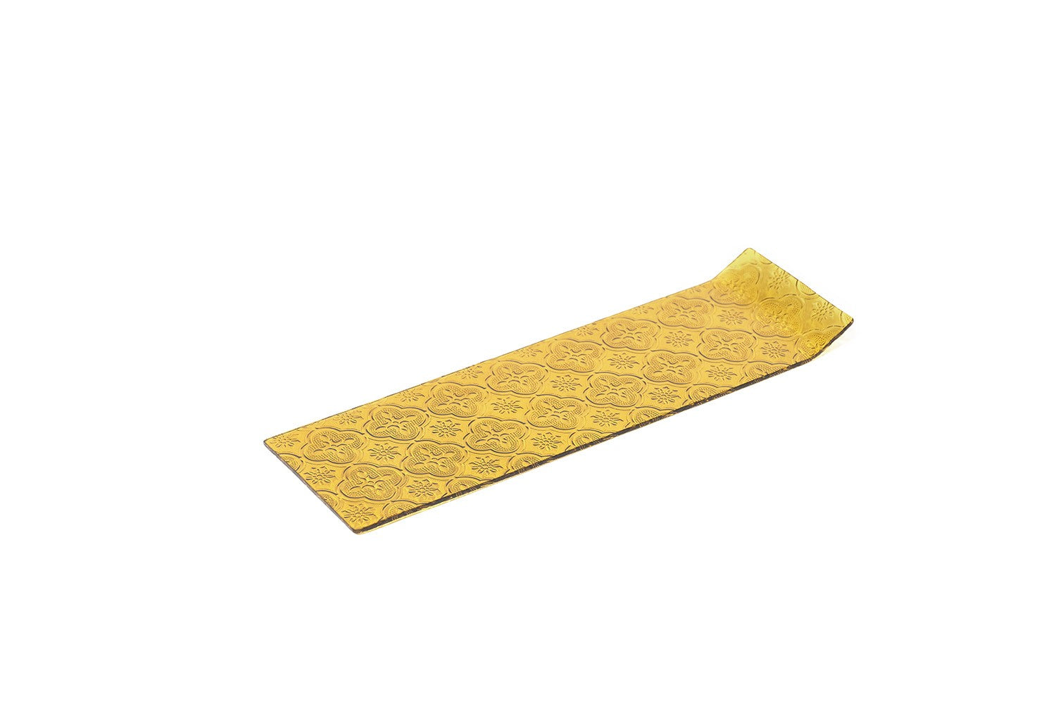Ambar Piattino Rettangolare Cm.30x9 Vetro Giallo Lato Rialzato