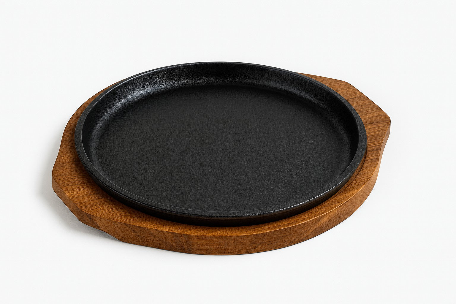 Piastra Ghisa Tonda Cm.30 H.2,8 Con Base Legno Di Acacia