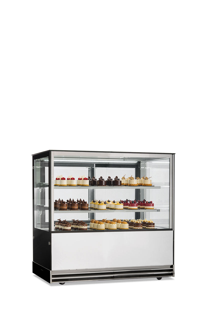 Banco pasticceria quattro lati vetro ventilato, porte scorrevoli DELUXE 122 PSV
