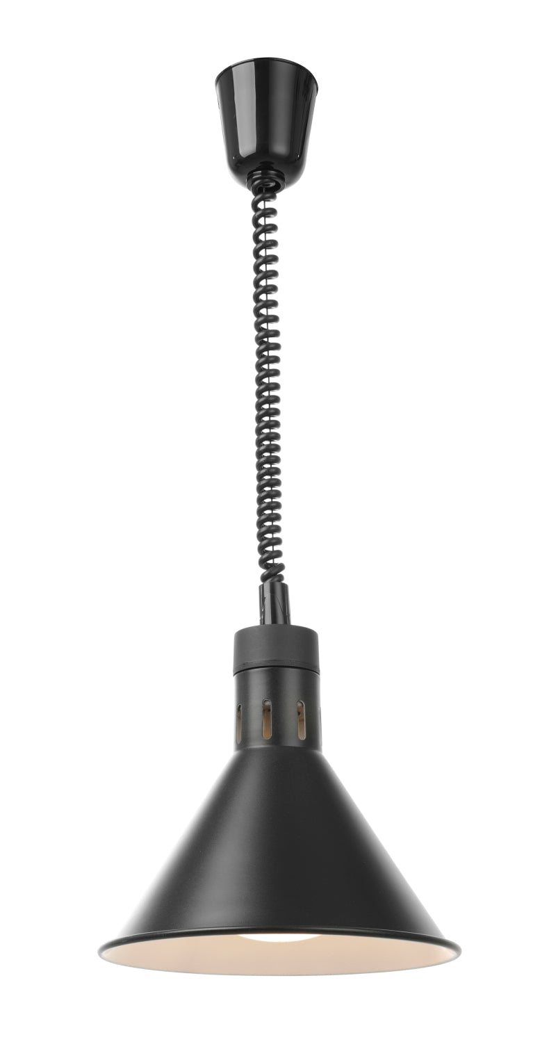 Lampada Termica Conica Regolabile Nera Cm.70/150 W.250