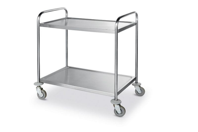 Carello Portavivande 2 Piani Cm.90x59xh.93 Acciaio Inox
