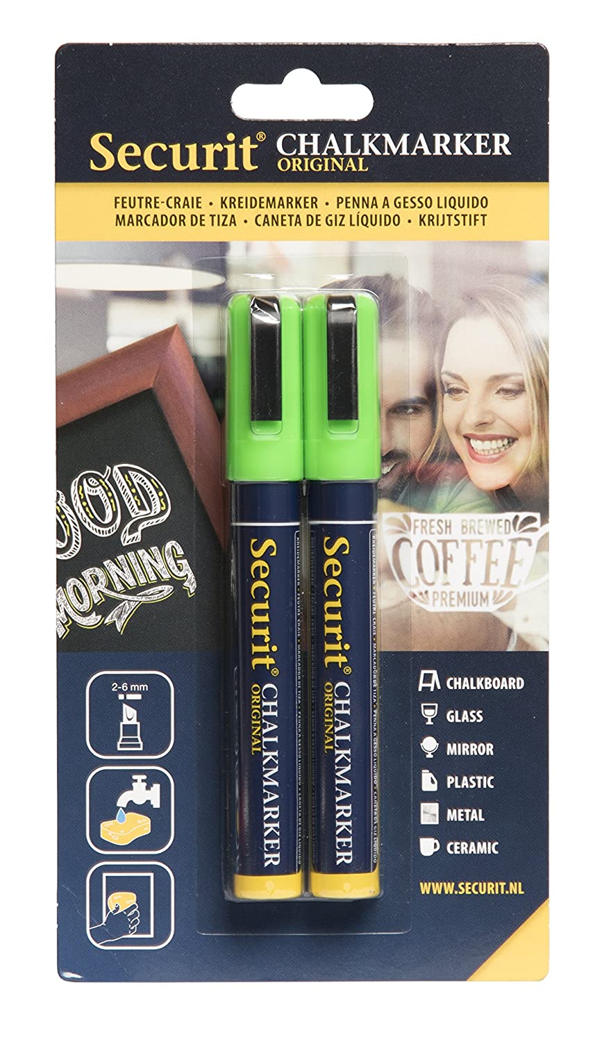 Confezione 2 Pennarelli A Gesso Liquido Verde Mm.2-6