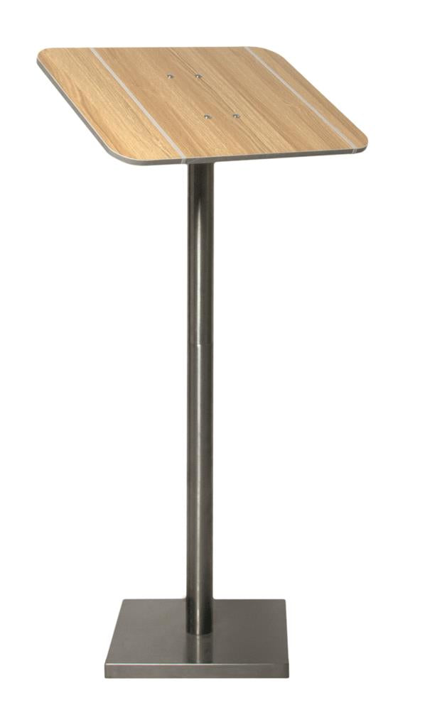 Leggio Portamenu' Base Legno Colonna Acciaio Inox