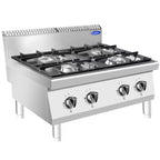Cucina 4 Fuochi Gas da Banco in acciaio inox. Bruciatori 2x3,5+2x7 kw con fiamma pilota. Misure LxPxH 80x70x54,7 cm. Modello AT7G4B-C-1