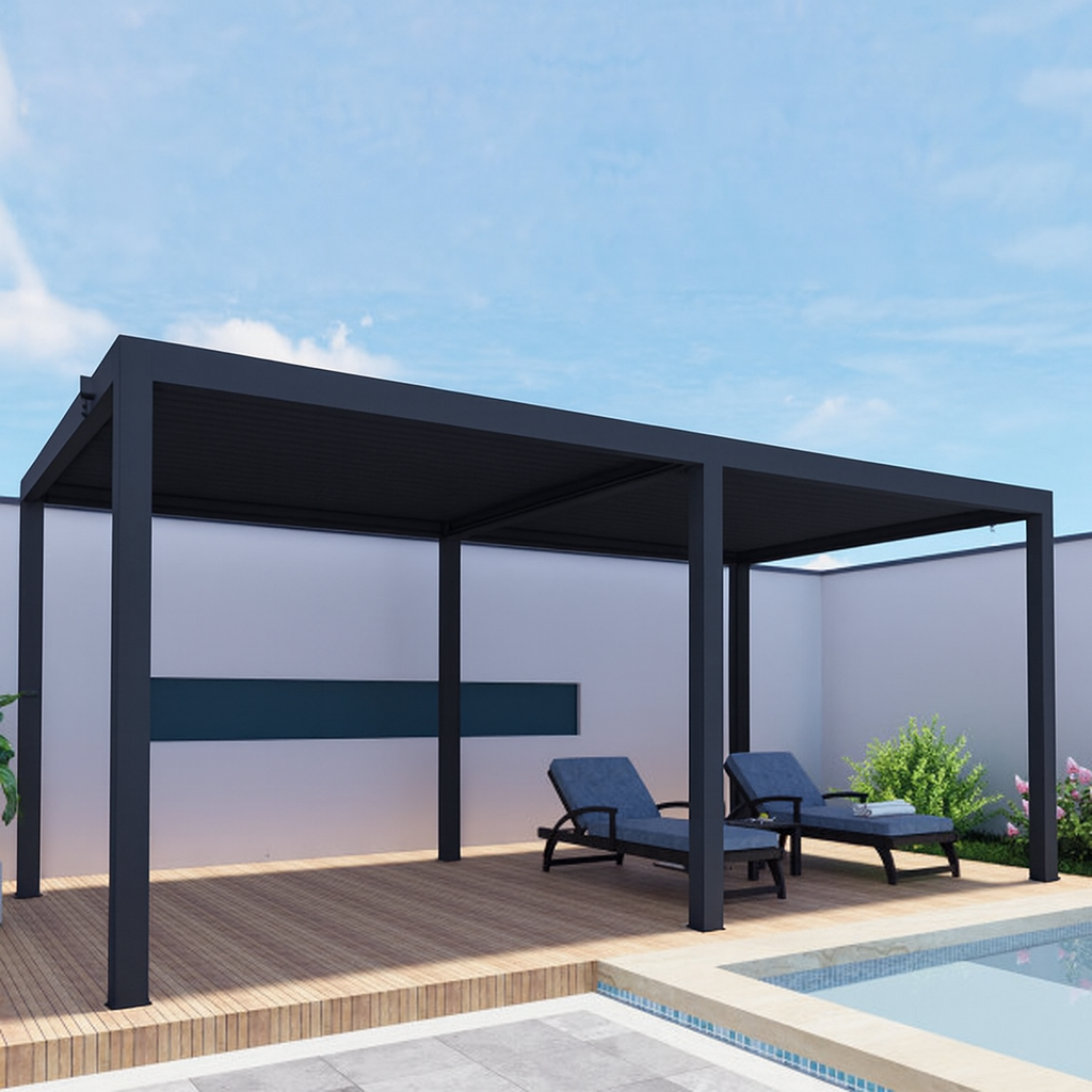 PERGOLA BIOCLIMATICA 3 X 6 METRI ALTEZZA 2,5 METRI ANTRACITE