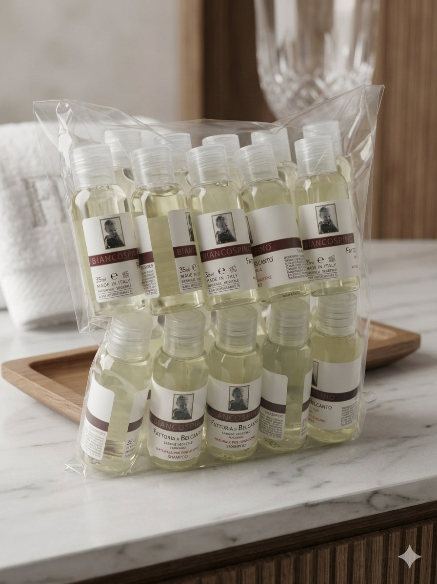 Linea Cortesia B&B – Shampoo Biancospino | Fattoria di Belcanto®

Confezione da 20 flaconi da 35 ml