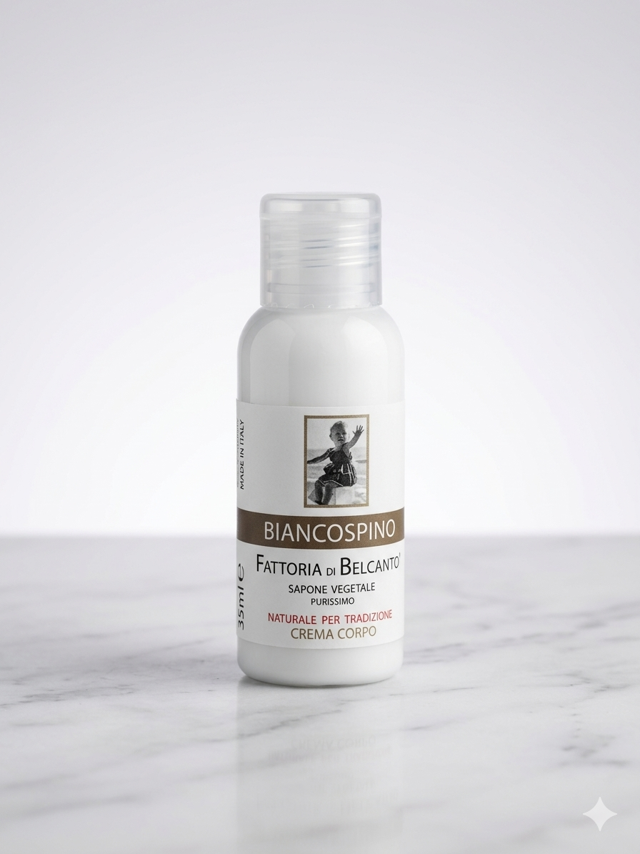 Linea Cortesia B&B – Crema Corpo Biancospino | Fattoria di Belcanto®

Confezione da 20 flaconi da 35 ml