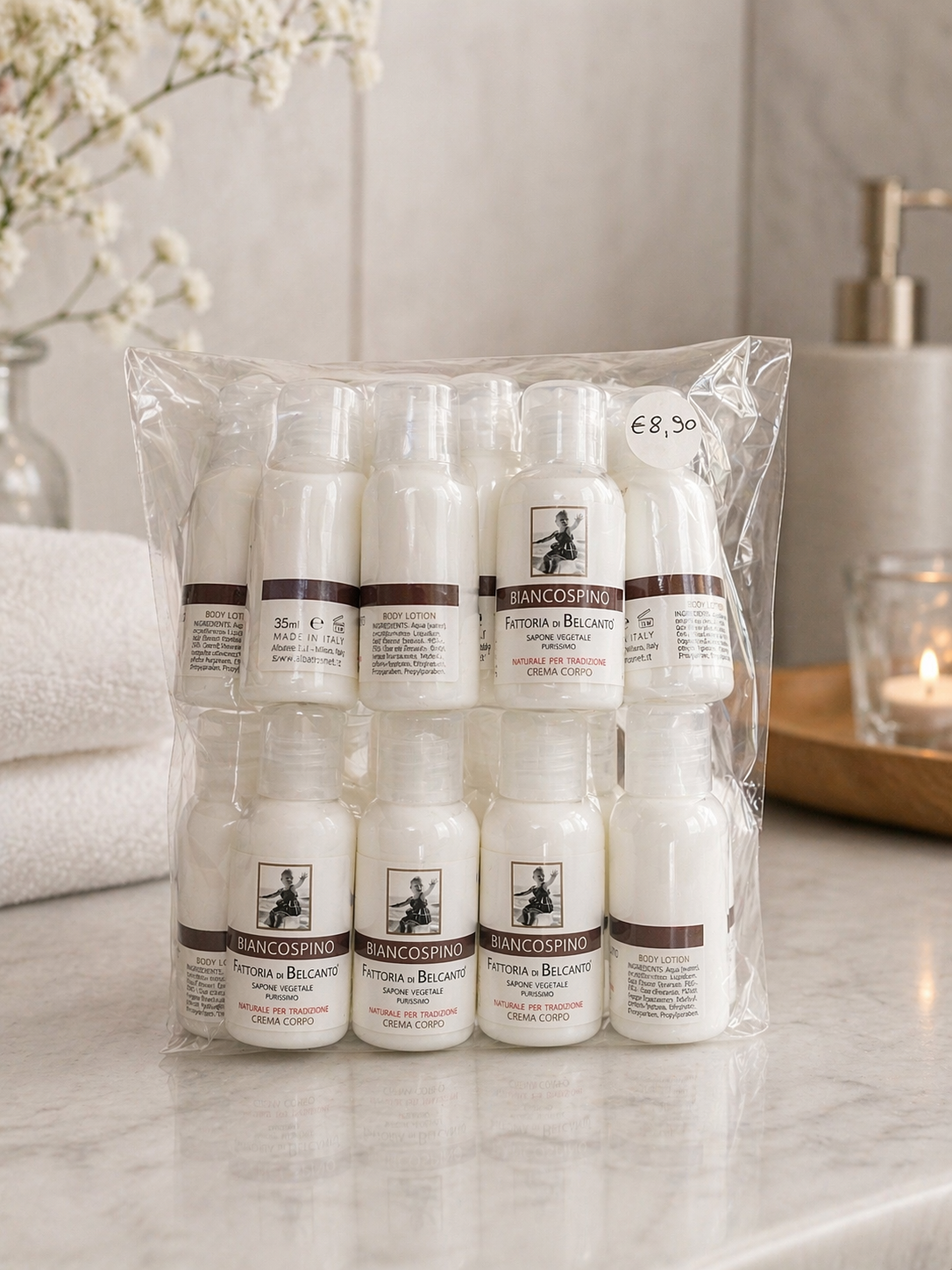 Linea Cortesia B&B – Crema Corpo Biancospino | Fattoria di Belcanto®

Confezione da 20 flaconi da 35 ml