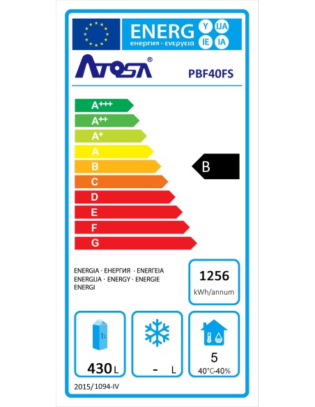 ARMADIO CONGELATORE BT TOUCH PBF40FS PREMIUN LT.552 -22 C/-17 C V.220 W.370 MM.714X830 ATOSA
